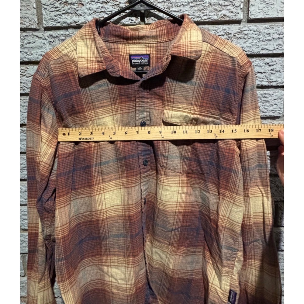Patagonia Mens Fjord Flannel Organic Cotton Plaid Shirt Orange Yellow Size M - Picture 4 of 9